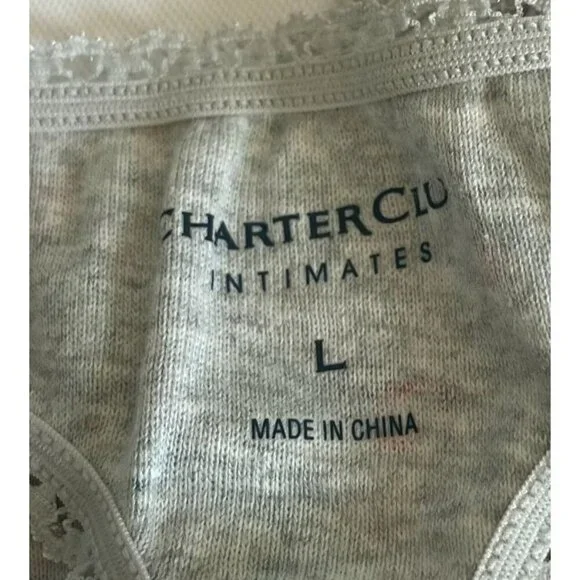Charter Club Intimates Ladie's Gray Floral Cotton Lace Thong Underwear Large NEW - Picture 4 of 7